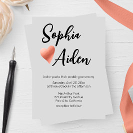 Chic Rose Gold Heart Wedding Einladung