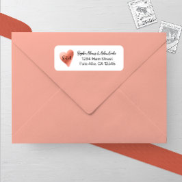 Chic Rose Gold Heart Wedding Rücksendeadresse