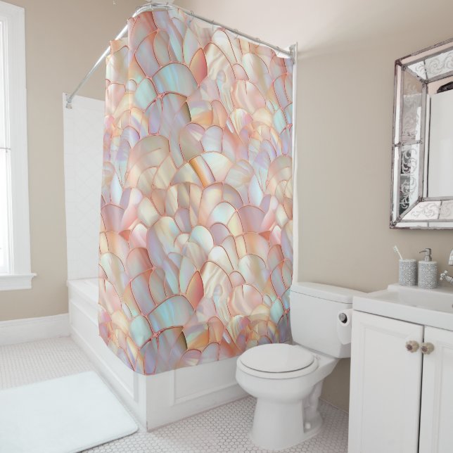 Chic rose gold iridescent mother of pearl duschvorhang (Beispiel)