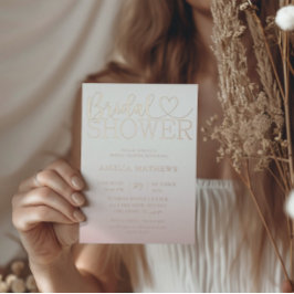 Chic Rose Gold Kalligrafie Brautparty Folieneinladung