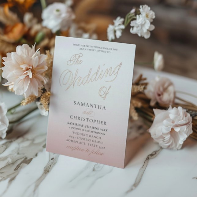 Chic Rose Gold Kalligrafie Das Hochzeitsstipendium Folieneinladung (Von Creator hochgeladen)