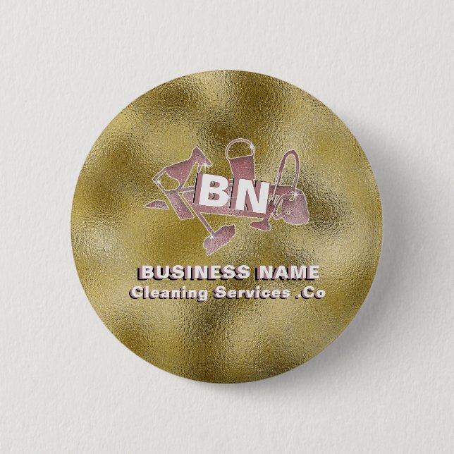 Chic Rose Gold Klasse Logoreinigung Golden Button (Vorderseite)