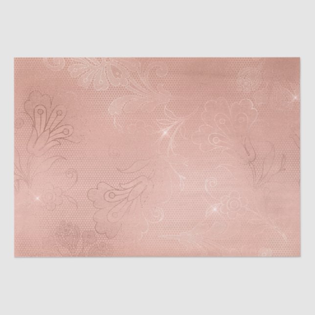 Chic Rose Gold Lace Wedding Seidenpapier (Vorderseite)