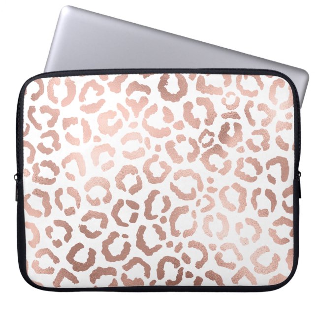 Chic Rose Gold Leopard Cheetah Animal Print Laptopschutzhülle (Vorderseite)