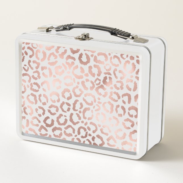 Chic Rose Gold Leopard Cheetah Animal Print Metall Brotdose (Vorderseite)