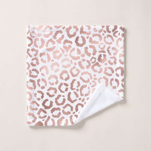Chic Rose Gold Leopard Cheetah Poster de animal (Gant de toilette)
