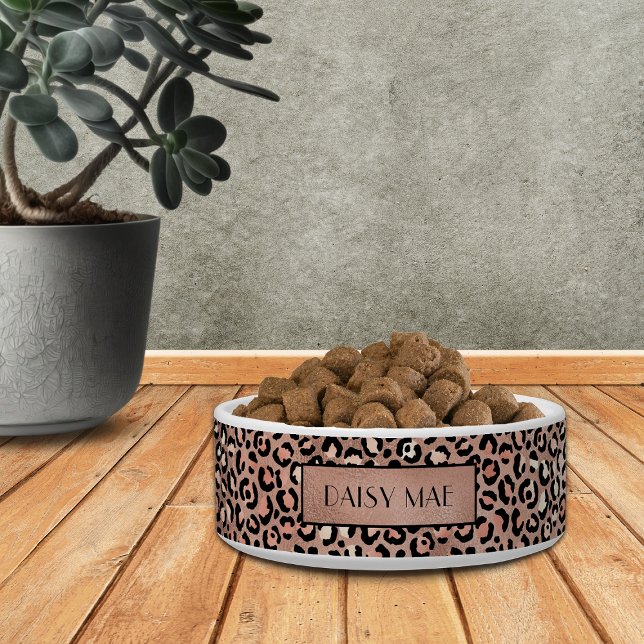 Chic Rose Gold Leopard Muster Custom Pet Napf (Von Creator hochgeladen)