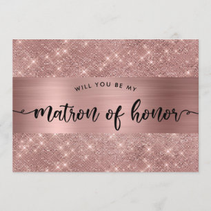Chic Rose Gold Matron of Honorar Vorschlag Einladu Einladung