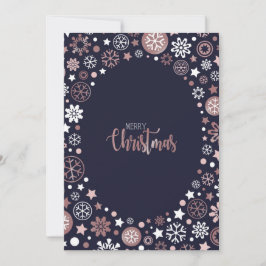 Chic Rose Gold Metallische Winterschneeflocken Feiertagskarte