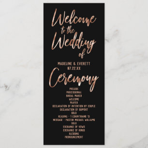 Chic Rose Gold Moderne Typografie Hochzeitsprogram Programm