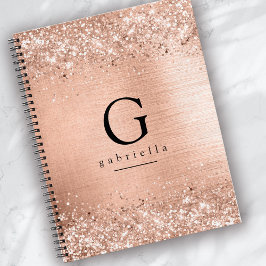 Chic Rose Gold Monogram Notizbuch