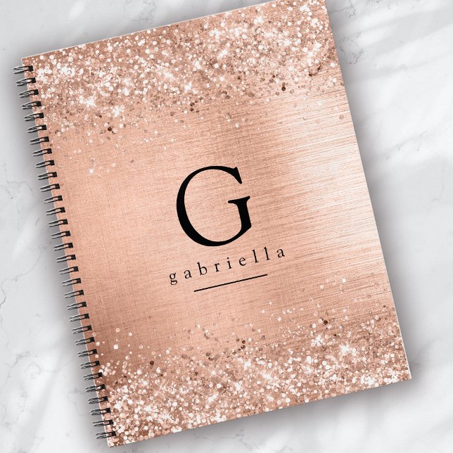 Chic Rose Gold Monogram Notizbuch (Von Creator hochgeladen)