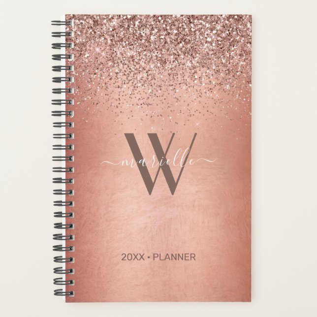 Chic Rose Gold Parties scintillant Étincelles Mono (Devant)