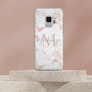 Chic Rose Gold Pink Foil Marmor Monogramm Case-Mate Samsung Galaxy S9 Hülle