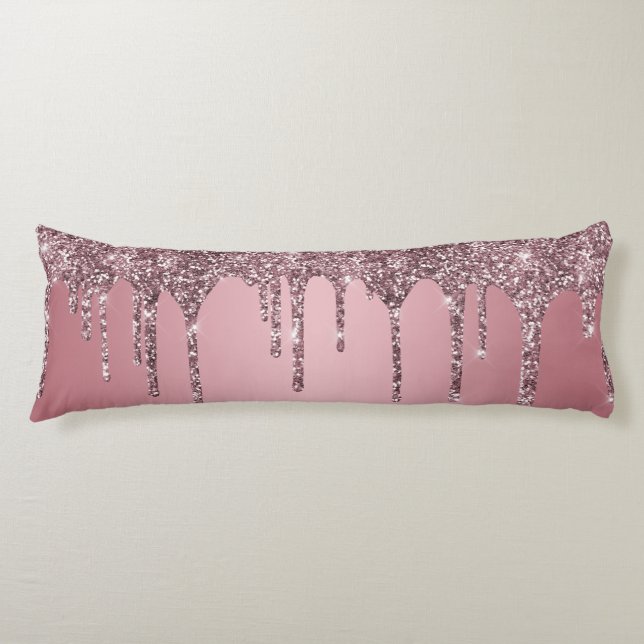 Chic Rose Gold Pink Glitzer Sparkone Tropfen Seitenschläferkissen (Vorderseite)