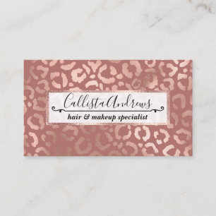 Chic Rose Gold Pink Leopard Cheetah Animal Print Visitenkarte