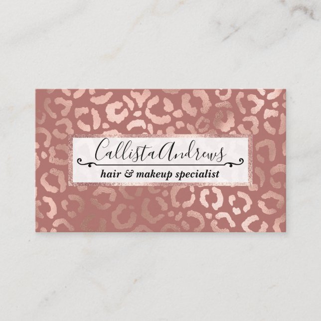 Chic Rose Gold Pink Leopard Cheetah Animal Print Visitenkarte (Vorderseite)