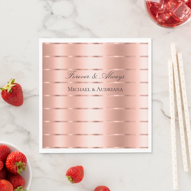Chic Rose Gold Ribbon Wedding Brautparty Serviette (Beispiel)