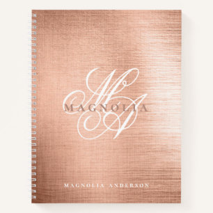 Chic Rose Gold Script Monogram Notizbuch
