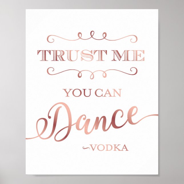 Chic Rose Gold SIE KÖNNEN VODKA signieren Print Poster (Vorne)