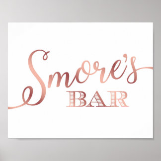 Chic Rose Gold SMORES BAR Sign Print Poster