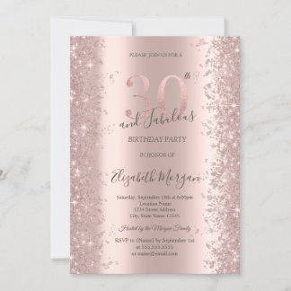 Chic Rose Gold Sparkle Diamonds 30. Geburtstag Einladung