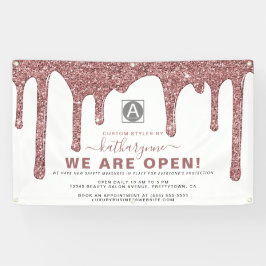 Chic Rose Gold Sparkle Glitzer Tropfen Business Banner