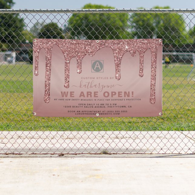 Chic Rose Gold Sparkle Glitzer Tropfen Business Op Banner (Insitu)