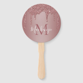 Chic Rose Gold Sparkle Glitzer Tropfen Monogram Fächer
