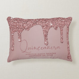 Chic Rose Gold Sparkle Glitzer Tropfen Quinceanera Dekokissen