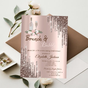 Chic Rose Gold Tropfen Brunch & Bubbly Brautparty Einladung