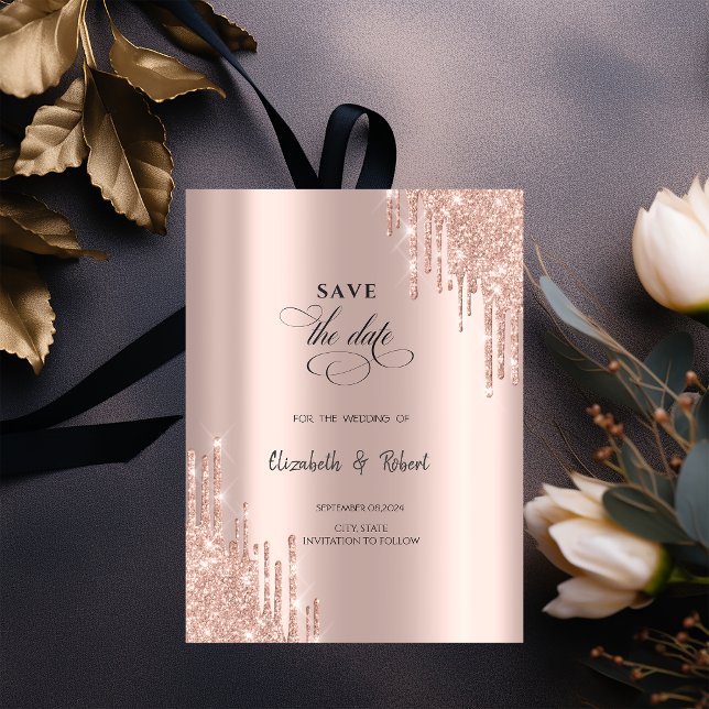 Chic Rose Gold Tropfen Save the Date (Von Creator hochgeladen)