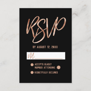 Chic Rose Gold Typographie moderne Mariage RSVP