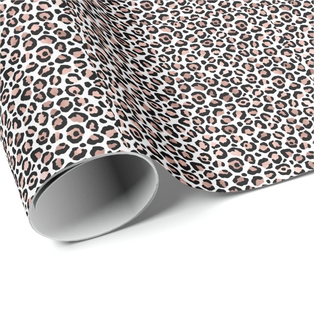 Chic Rose Gold und Black Leopard Print Geschenkpapier (Rolleneckpunkt)