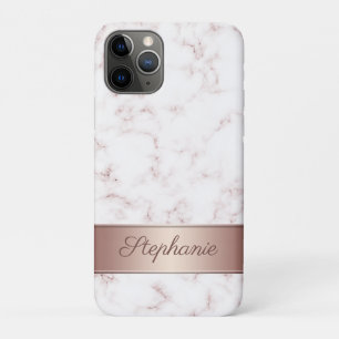 Chic Rose Gold und White Marble Script Name Case-Mate iPhone Hülle