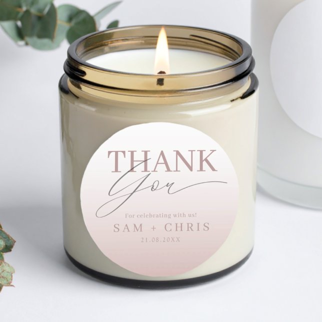 Chic Rose Gold Wedding Thank You  Runder Aufkleber (Von Creator hochgeladen)