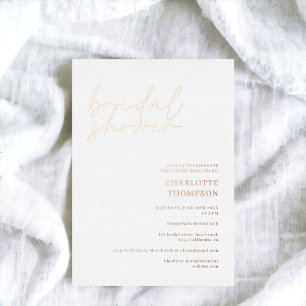 Chic Rose gold weiß lässiges Drehbuch Brautparty Folieneinladung