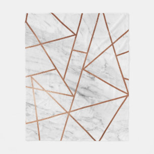 Chic Rose Gold Weißer Marmor Stilvoll Fleecedecke