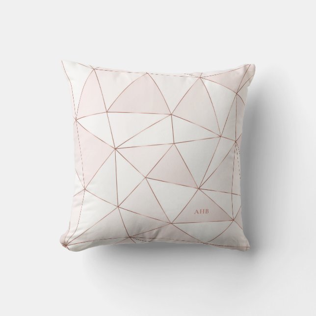 Chic Rose Goldenes geometrisches Abstraktes Muster Kissen (Vorderseite)