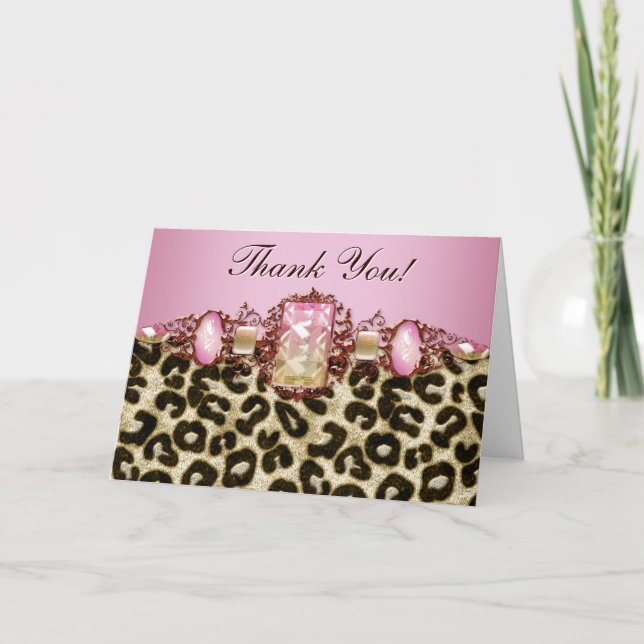 Chic rose Leopard Merci Cartes (Devant)