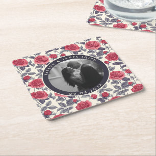 Chic Rose Minimalistisch Wedding Rechteckiger Pappuntersetzer