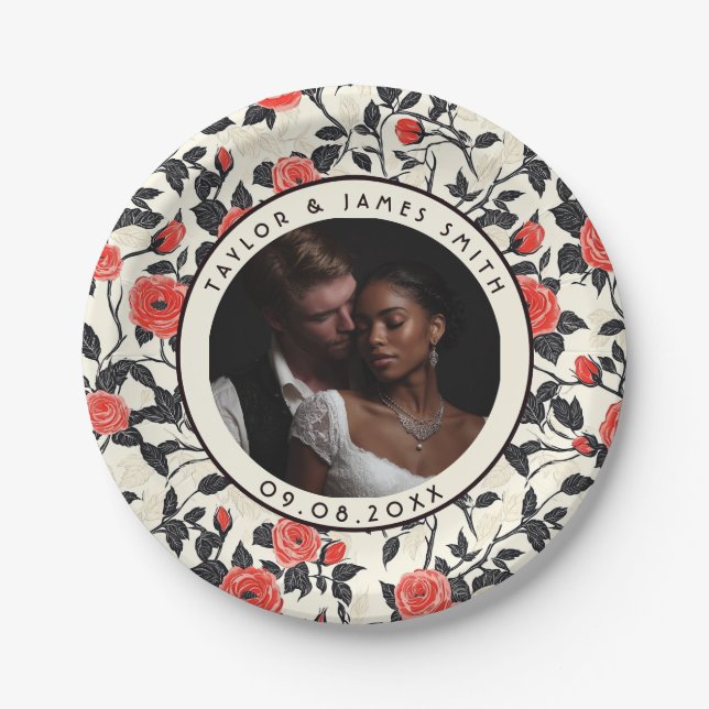 Chic Rose Minimalistische Hochzeiten Teller für Pa (Vorderseite)