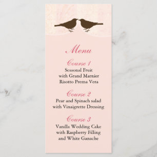 Chic rose oiseau cage, inséparables Cartes de menu