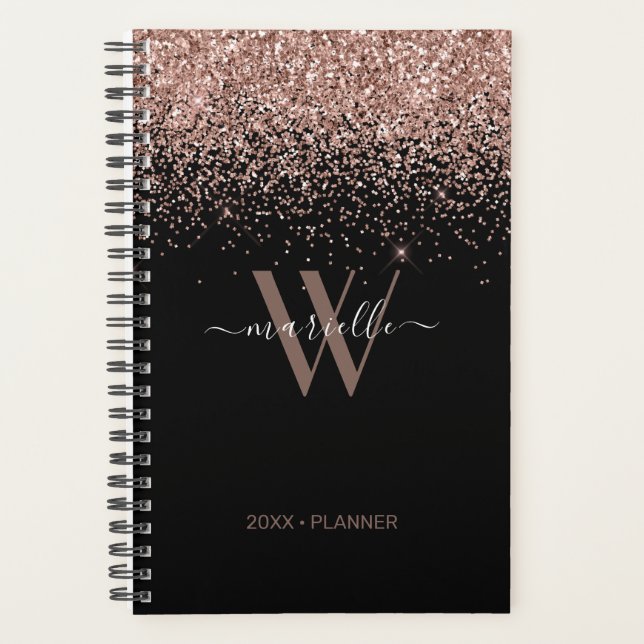 Chic Rose Parties scintillant or noir Monogramme 2 (Devant)