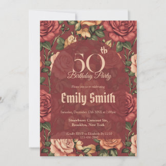 Chic Rose Petal Milestone Birthday Einladung