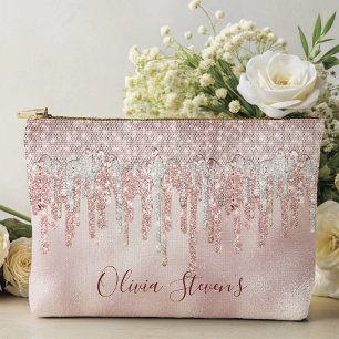 Chic Rose Roush Gold Glitzer Tropfen Monogramm Not Zubehörtasche