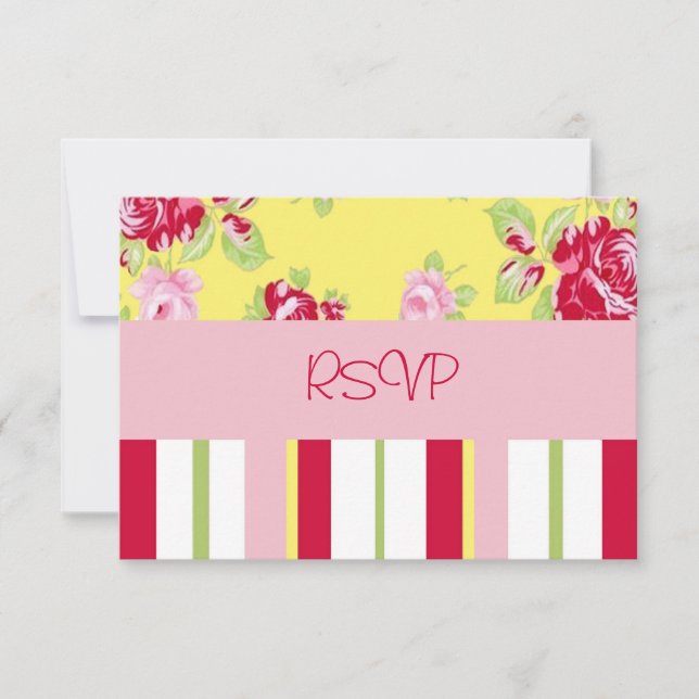 Chic Rose und Streifen Hochzeitsempfang UAWG Einladung (Vorderseite)