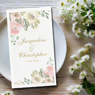 Chic Roségold Floral Benutzerdefinierte Hochzeit Serviette