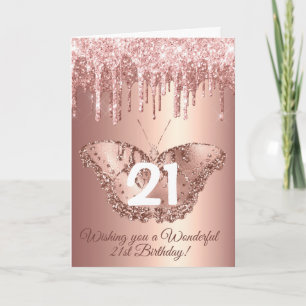 Chic Roségold Glitter Geburtstag Karte