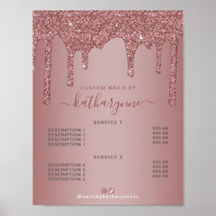 Chic Roségold Glitter-Preisliste Poster